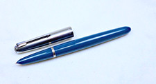 Parker 51 Mk.1 Aerometric Fountain Pen. Blue/CPT. Fine 14ct. nib. 1950s. VG/Excl