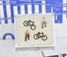 P&D Marsh N Gauge N Scale X51 2 Painted Cyclists & Bicycles. Boxed. Mint