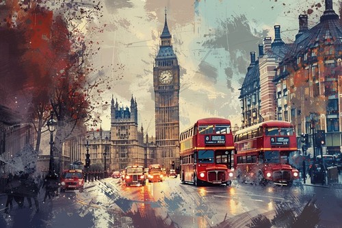 London big ben red bus - red,