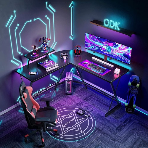 Shaped gaming desk - l, computer