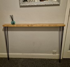 Console Table Slimline - Black Hair Pin Legs | Reclaimed Timber | Wood Furniture