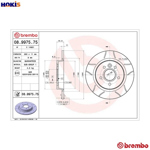 Brake disc 9975 - disc, 08.9975.75