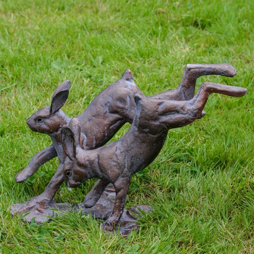 Running hares garden ornament - running,