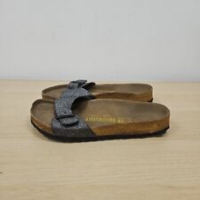 Birkenstock Madrid Silver Glitter Single Strap Slides Flat Sandals UK 5 Eu 38