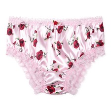 Silky Satin Frilly Lace Sissy French Knickers Briefs Panties Sizes S-XXL