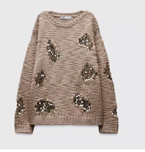 Zara mink knit sweater jumper - mink,