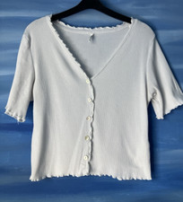 Only White Ladies Short Sleeve Top  Lightweight Cotton Size L Women's Pullover