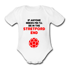 UNITED STRETFORD END UTD Babygrow Baby vest grow bodysuit MANCHESTER FOOTBALL