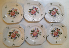 VINTAGE SWINNERTONS BONE CHINA "ROYAL ASCOT" PINK ROSE DESIGN SIX TEA PLATES