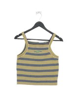 Unif Women's Top L Multi Striped 100% Cotton Sleeveless Square Neck Cropped