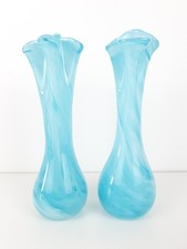 2 x Alum Bay Glass Vases Blue