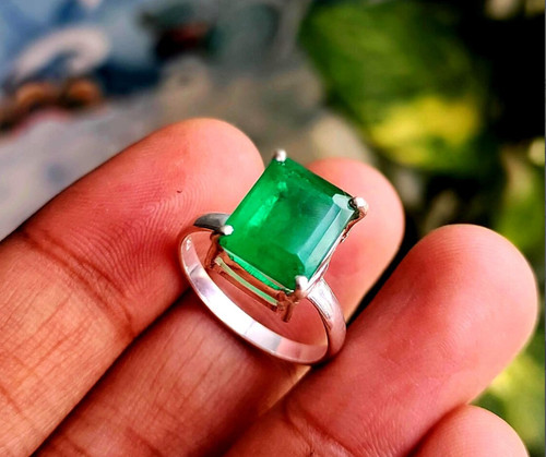 Genuine green emerald ring 925 - genuine,