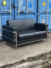 LC2  Le Corbusier Style Leather and Chrome Seater Sofa CS H53 Bauhaus Style Sofa