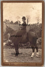 CABINET CARD LADY RIDING HORSE SIDE SADDLE HABIT NELSON BROS SLIGO IRELAND WHIP