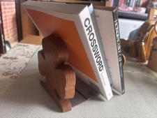 Pair - Vintage Hardwood Wood ☘️ clover leaf Bookends