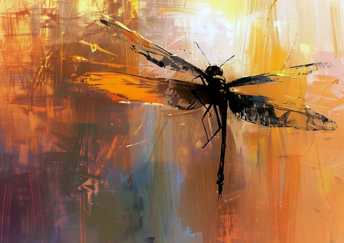 Striking oil dragonfly - striking,