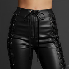 Lace-Up Lambskin Leather Pants