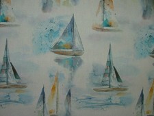 Voyage Maison Cotton Fabric Marine Sail Boat Coastal  Blue Upholstery Cushion