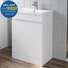 600mm Freestanding Vanity Unit Basin Sink Bathroom Storage Cabinet Gloss White