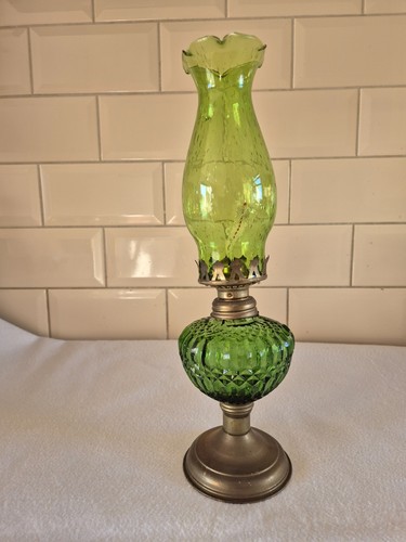 Vintage green glass oil - , /