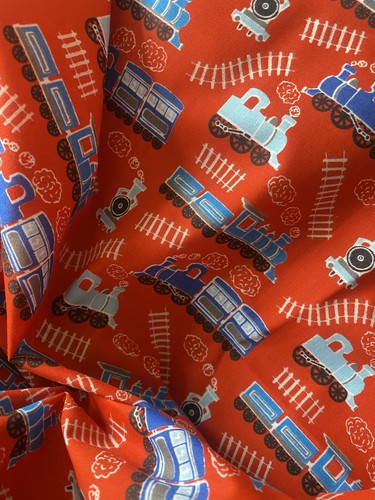 Trains tracks polycotton - trains,
