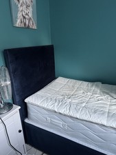 Single Bed. M&S. Navy Velvet. Perfect Condition.