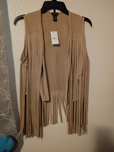 Tan faux suede fringe - faux,