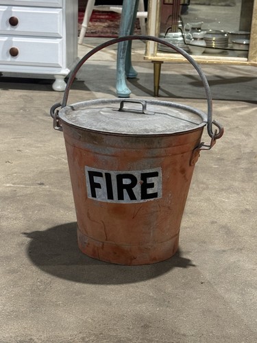 Vintage galvanised fire bucket - galvanised,