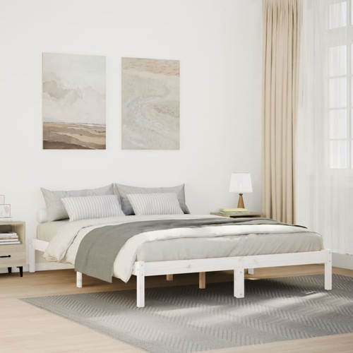 Bed frame 80x210cm white solid - bed,