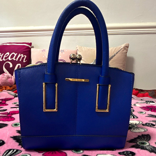 River island blue faux leather - blue,