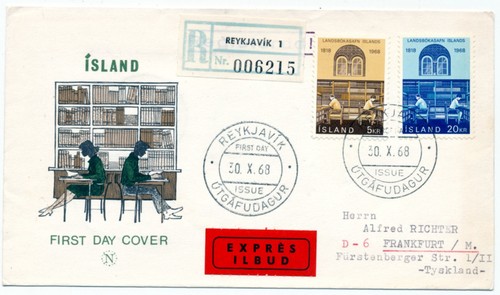 Iceland 1968 first day cover - day,