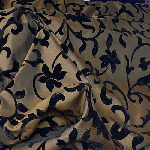 Black velvet flocked taffeta - velvet,
