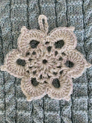 Hand crocheted snowflake - crocheted,