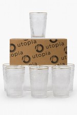 Utopia Embossed Drinking Glasses – Pack of 6 – Gold Rim