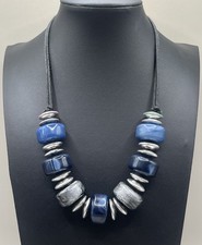 Silver Tone Chunky Blue And