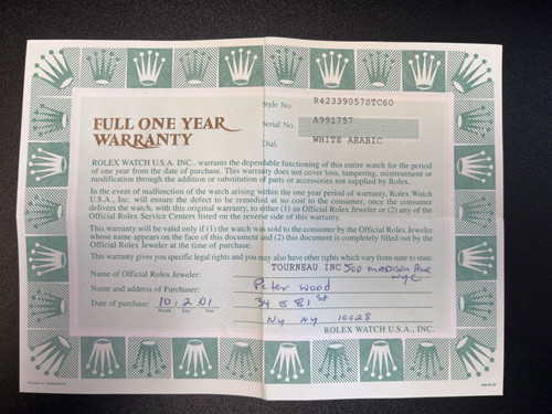 Rolex certificate guarantee - rolex,