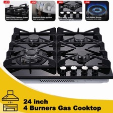 Gas Cooktop 24" Black Tempered