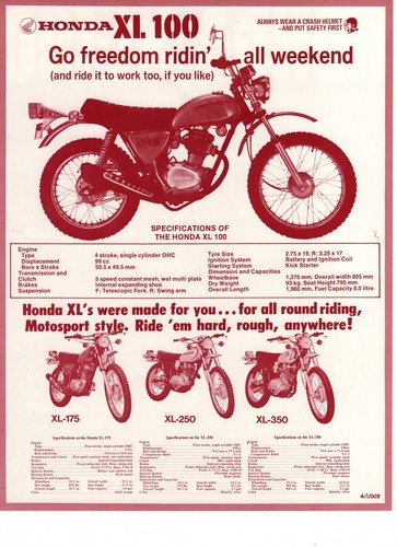 1973 honda xl100 xl175 - honda,