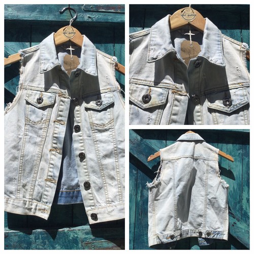 Womens denim waistcoat jacket - denim,