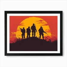 Soldiers Silhouetted Against A