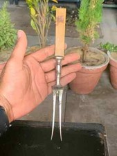 1900's Vintage Handcrafted German Silver French Carving Fork Lever With Guard