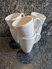 Wedgwood Windsor Mugs Set Of 6 Cream Ribbed Cups