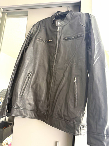 Men black faux leather zip - men’s,