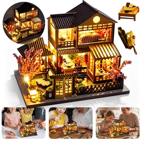 Wooden mini dollhouse set - wooden,
