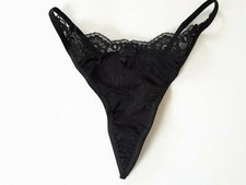 Shirley of Hollywood Size M Black Jacquard Thong Lingerie Knickers