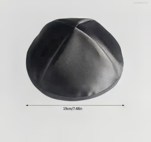 Black satin kippah yarmulke - black,