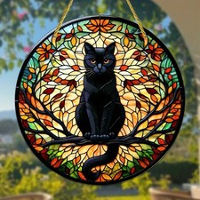 Black Cat Stained Window