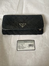 PRADA Milan Genuine Tessuto Impuntu Purse Black
