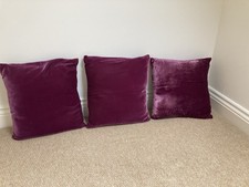 3 X Purple Velvet Cushions