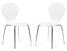 2 White Kimberley Bentwood Dining Chairs Chrome Leg Keeler Cafe Style Slight2nds
